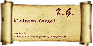 Kleinman Gergely névjegykártya